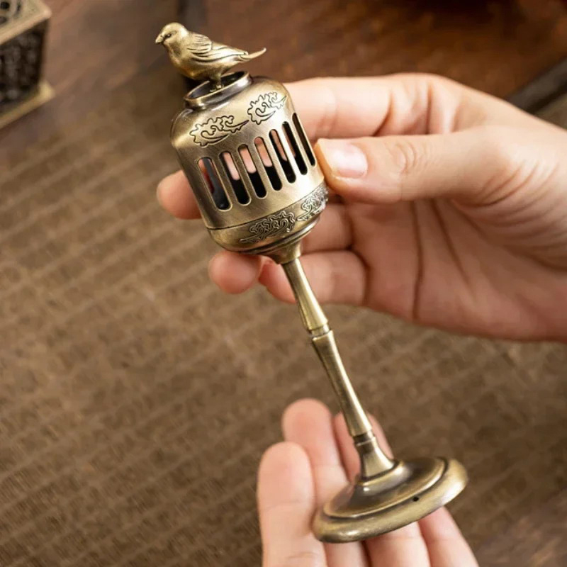Home Fragrance Lamp - เครื่องประดับตกแต่งบ้าน ห้องอ่านหนังสือ กลิ่นหอมไม้จันทน์ กระถางธูป ที่วางธูปแบบไหลย้อน โคมไฟรูปนกแม็กพาย