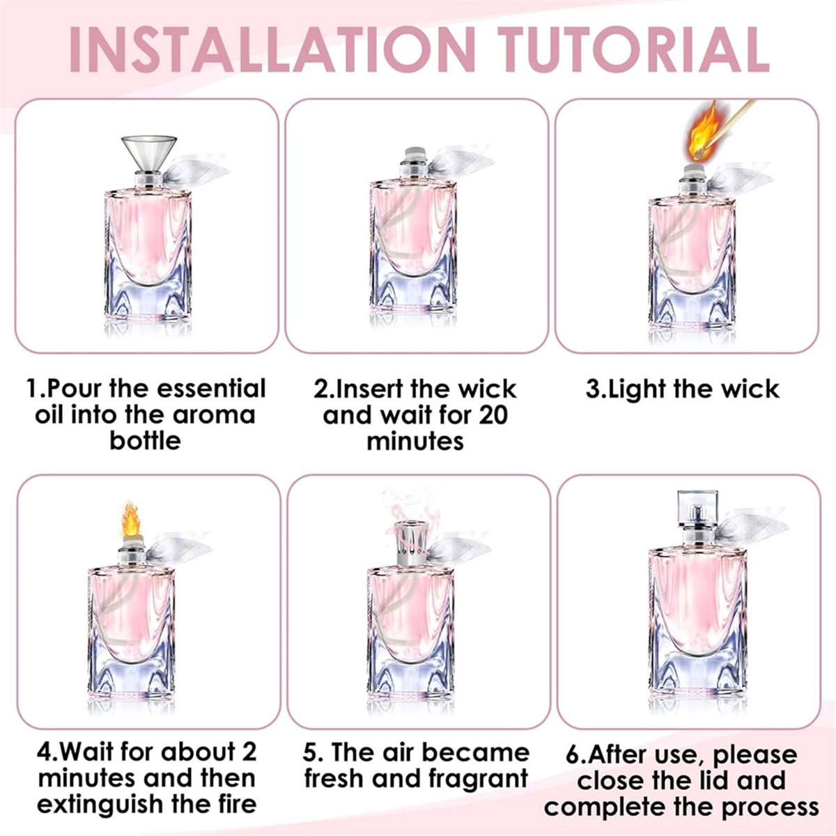 Home Fragrance Lamp - 828 เมกะเซลล์ ชุดไส้ตะเกียงน้ำมัน 3 ชิ้น ขนาด