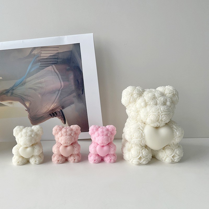Home Fragrance Rituals - วันวาเลนไทน์ Love Rose หมี 3D เทียนแม่พิมพ์ซิลิโคน