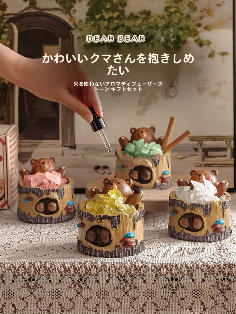 Home Fragrance Gift Box - กล่องของขวัญหินหอมกันไฟ งานฝีมือเทียนหอมรูปหมี ดีไซน์น่ารัก ตกแต่งบ้านได้ เหมาะสำหรับเป็นของขวัญวันเกิดสำหรับผู้หญิง