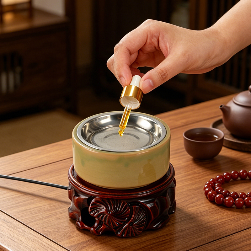 Home Fragrance Lamp - เตาเผาเครื่องหอมเซรามิกอิเล็กทรอนิกส์ ไฟ LED ในตัว ปรับเวลาได้ ปรับอุณหภูมิได้