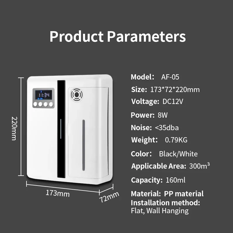 Home Fragrance Accessories - NAMSTE 300m³ เครื่องกระจายกลิ่นน้ำมันหอมระเหยอัจฉริยะ บลูทูธ ไร้น้ำ ติดผนัง